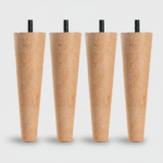 Cuatro patas de madera para sofás con forma cónica