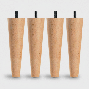 Cuatro patas de madera para sofás con forma cónica