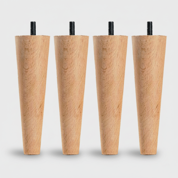 Cuatro patas de madera para sofás con forma cónica