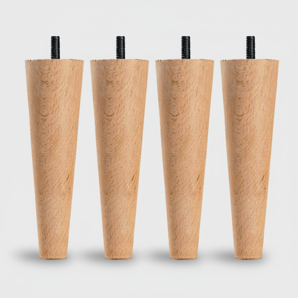 Cuatro patas de madera para sofás con forma cónica