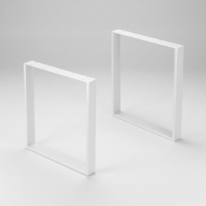 Dos patas metálicas para mesa de comedor de acero rectangular blanco