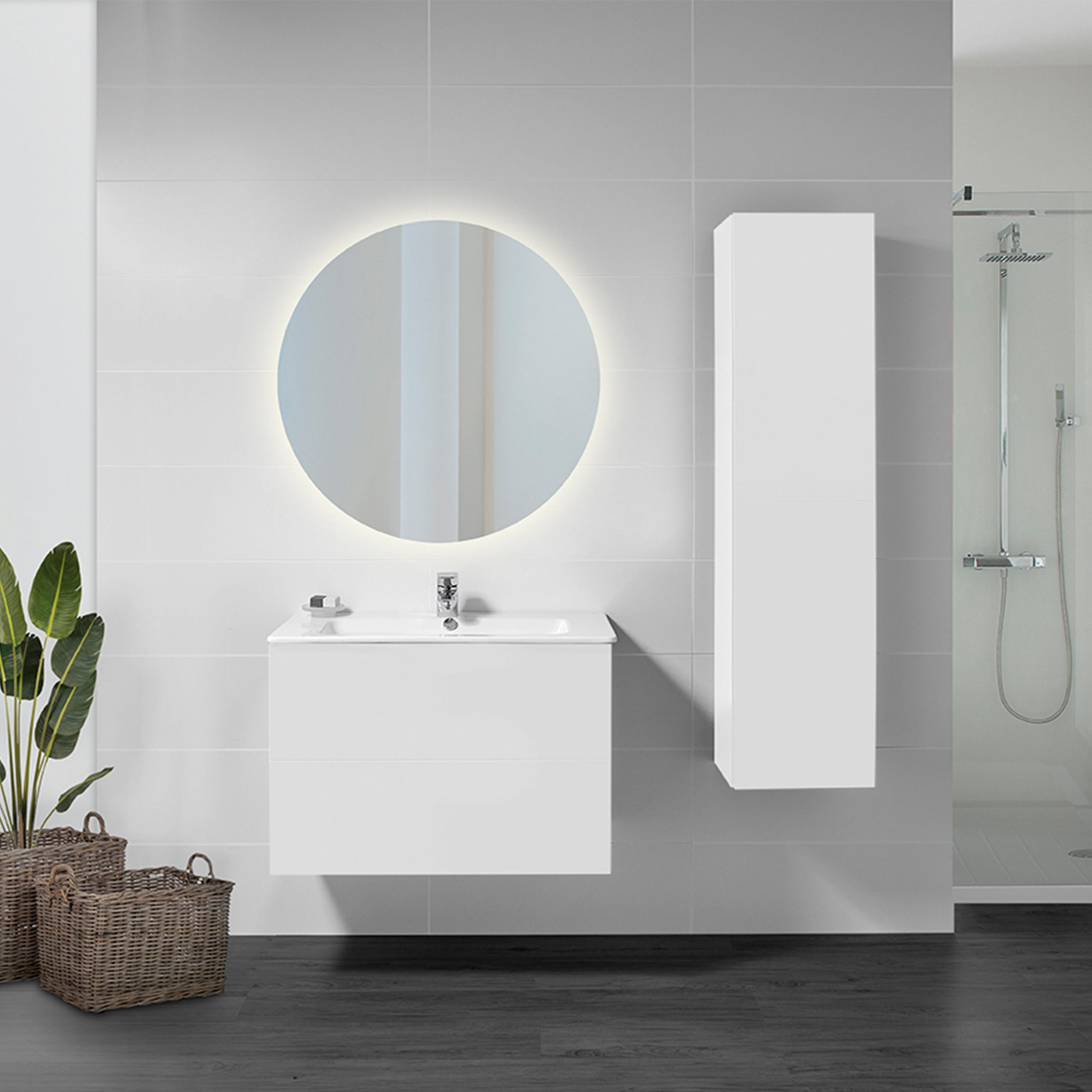Espejo con luz LED de baño redondo 60x60