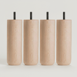 Cuatro patas de madera para sofás con forma cilíndrica