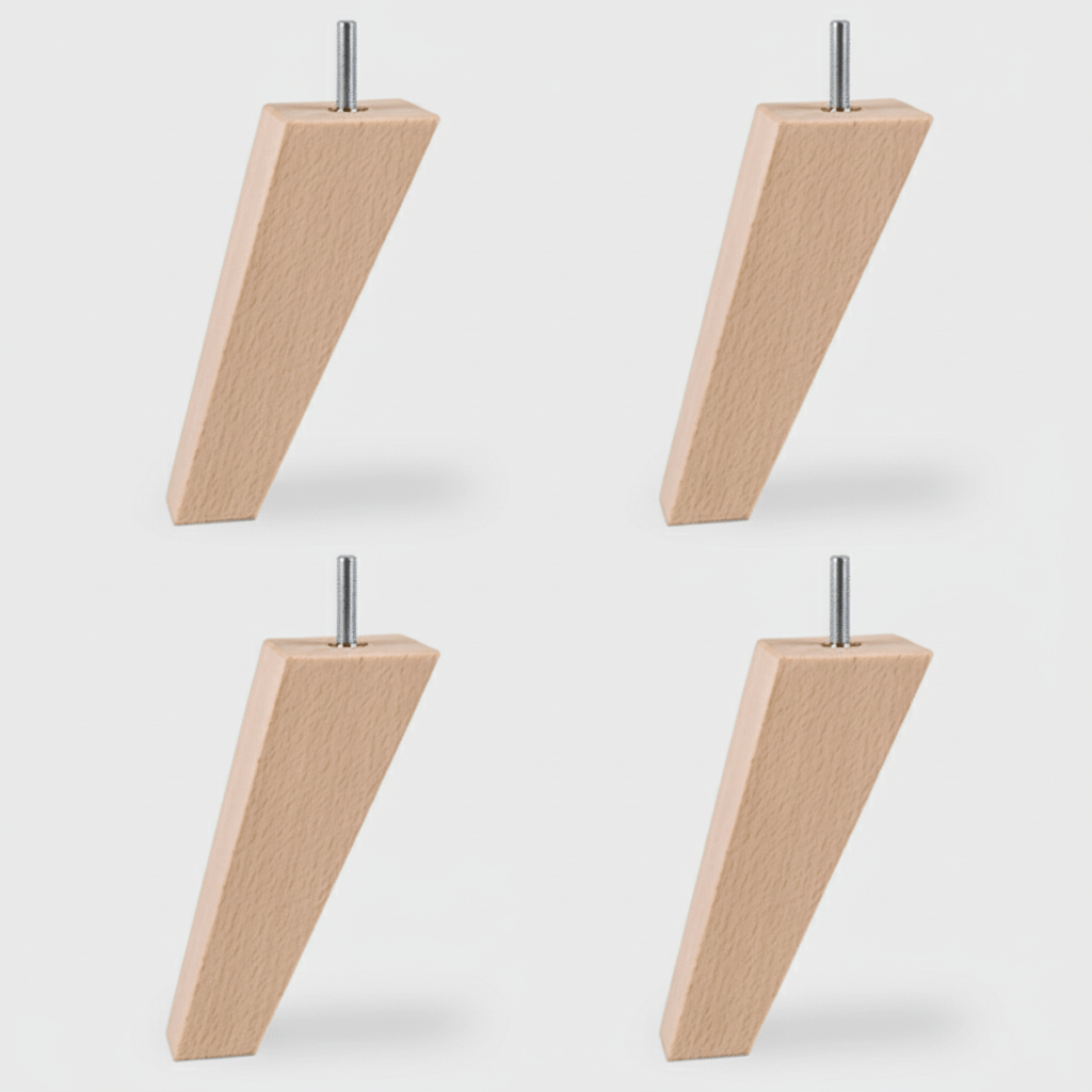 Cuatro patas de madera para sofás con forma cuadrada inclinada