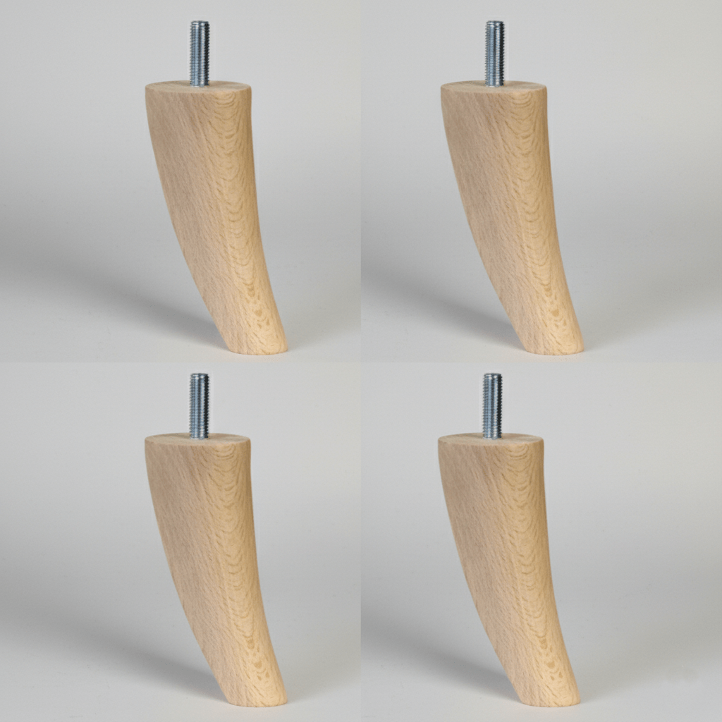 Cuatro patas de madera para sofás con forma curva
