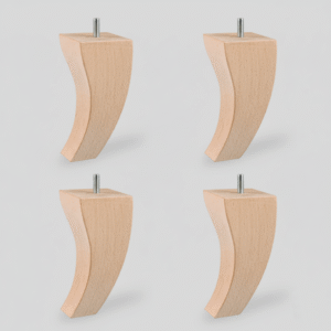 Cuatro patas de madera para sofás con forma ondulada