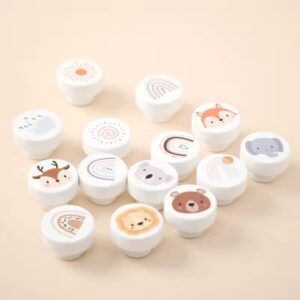 Pomos de madera en blanco con dibujos de animales y naturaleza