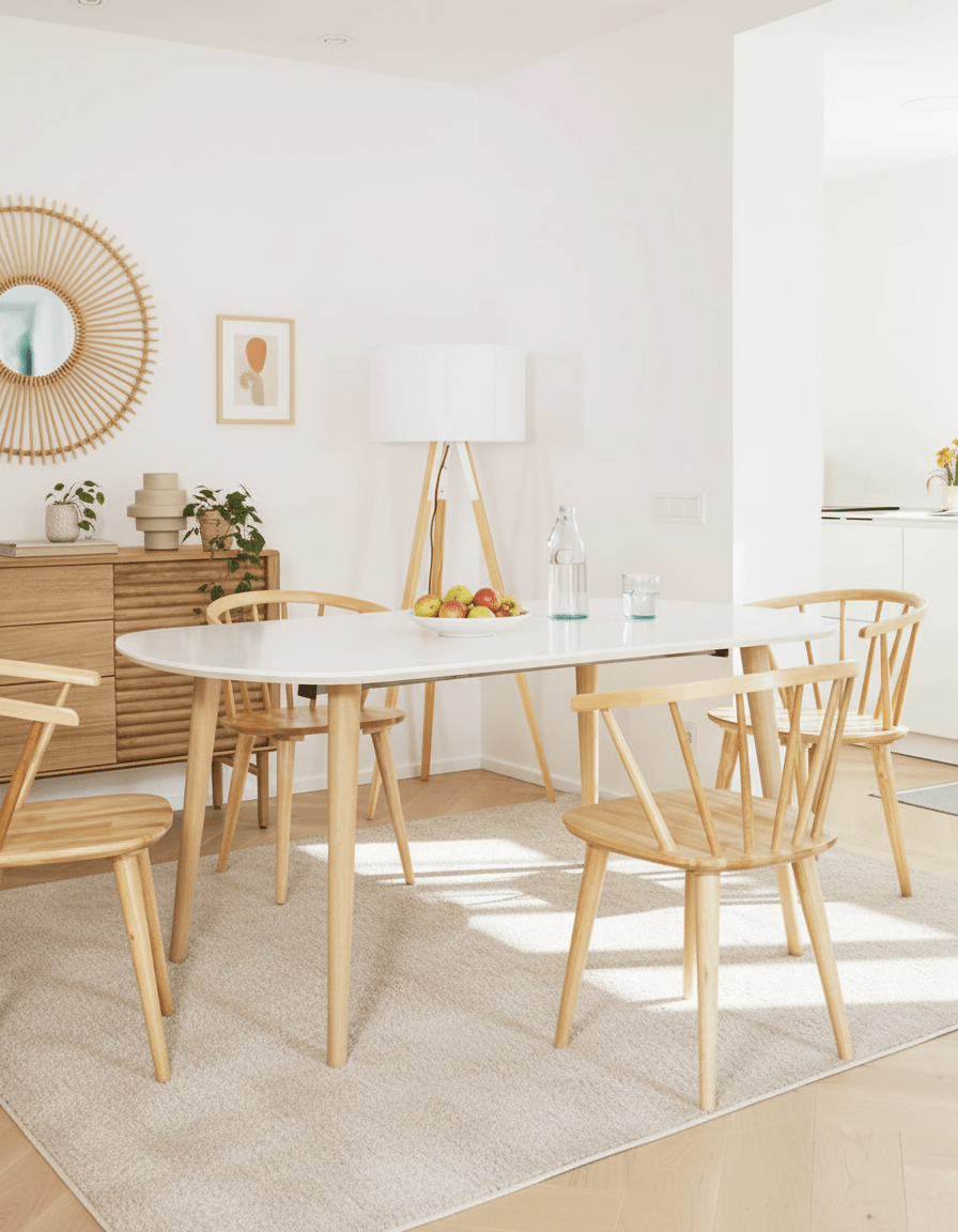 Mesa de comedor con patas de madera
