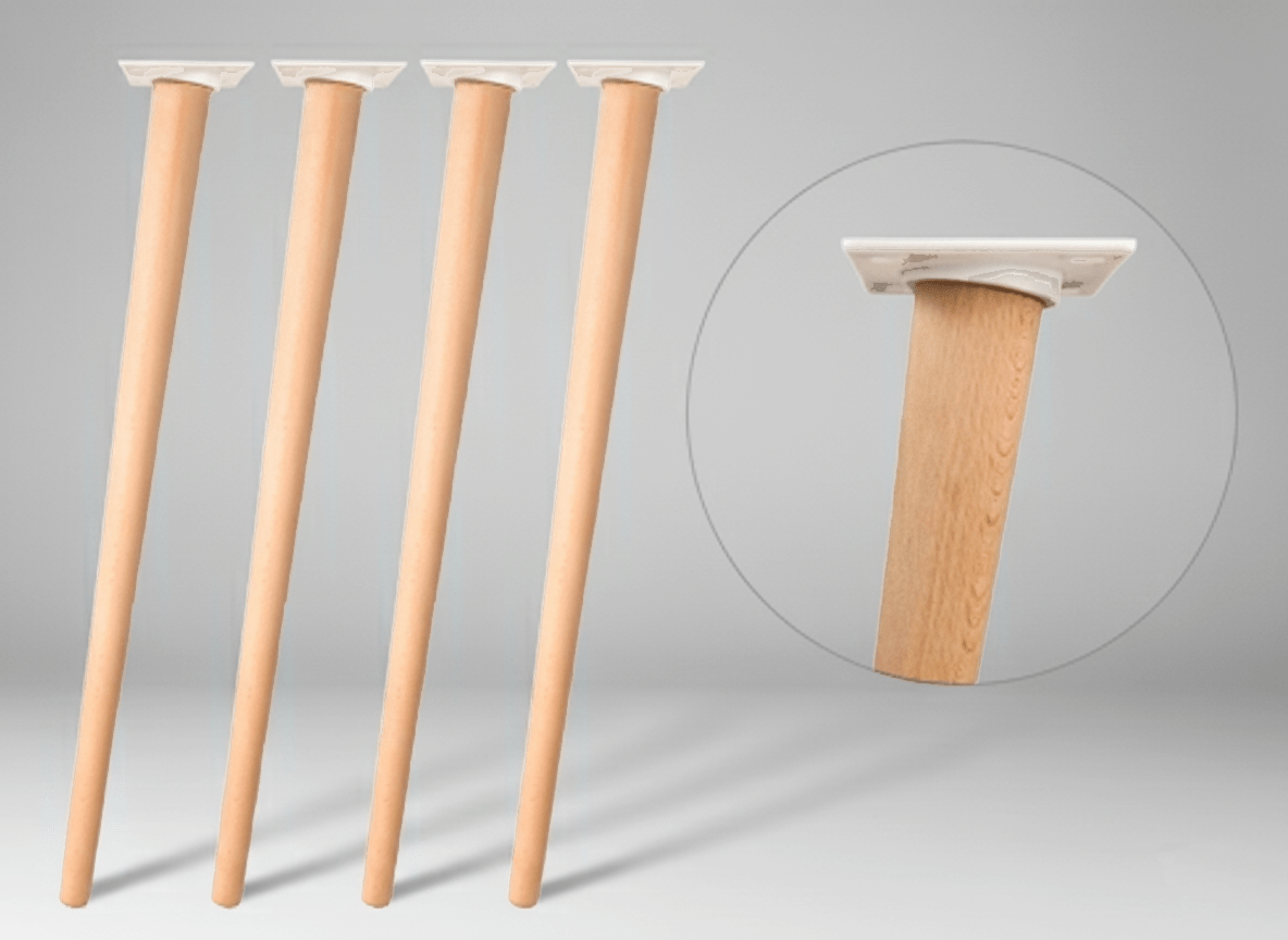 Cuatro patas para mesa de comedor y escritorio en madera de haya