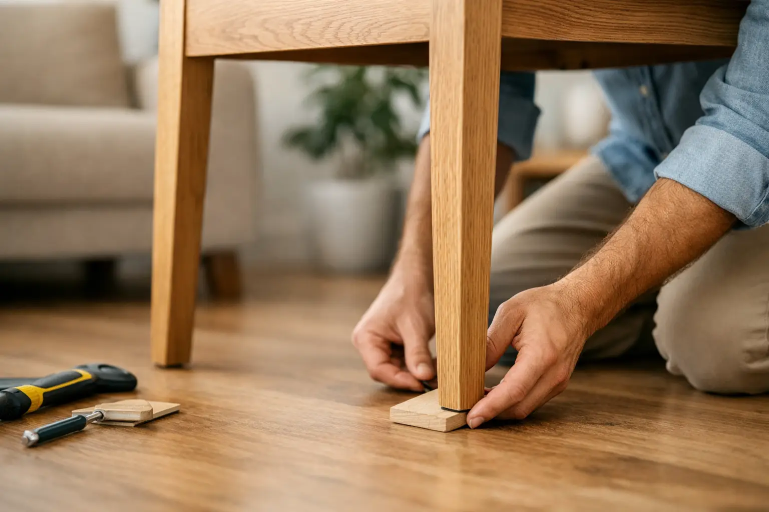 Cómo arreglar una mesa coja en casa