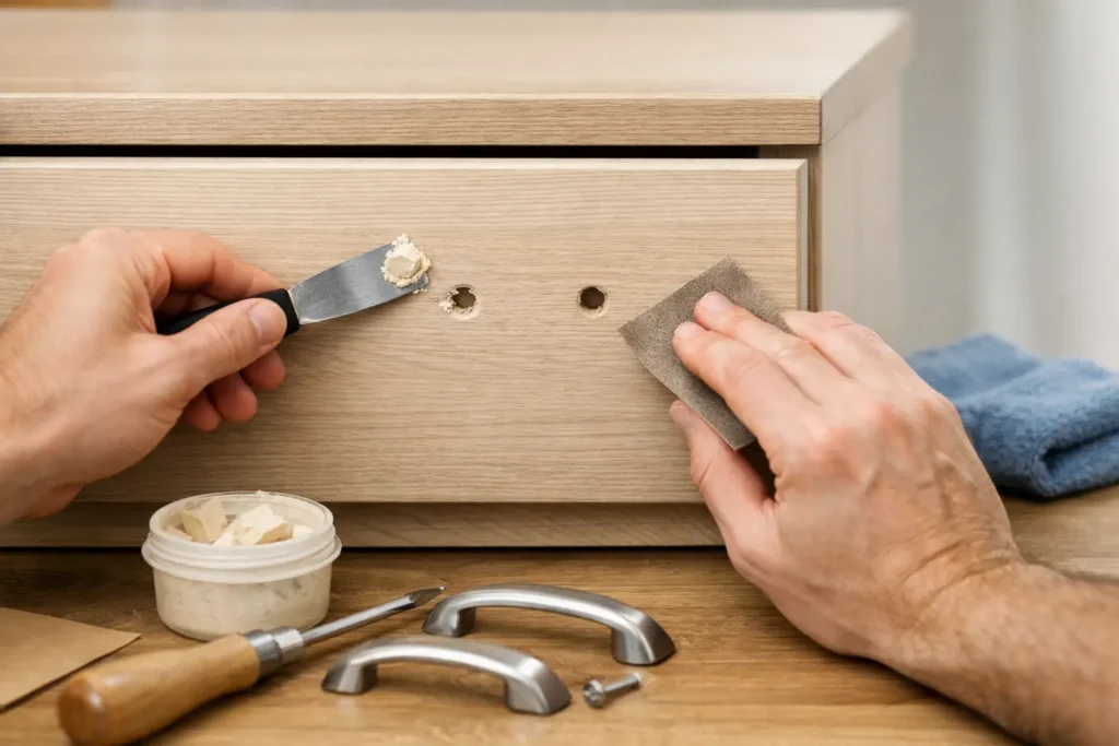 Reparar agujeros de tiradores sin cambiar el mueble