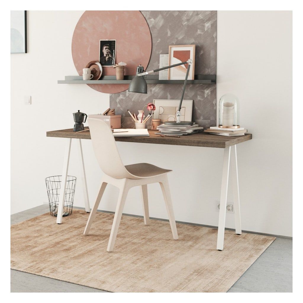 Pata de mesa metálica en V invertida 72 × 41,8 cm para escritorio y comedor