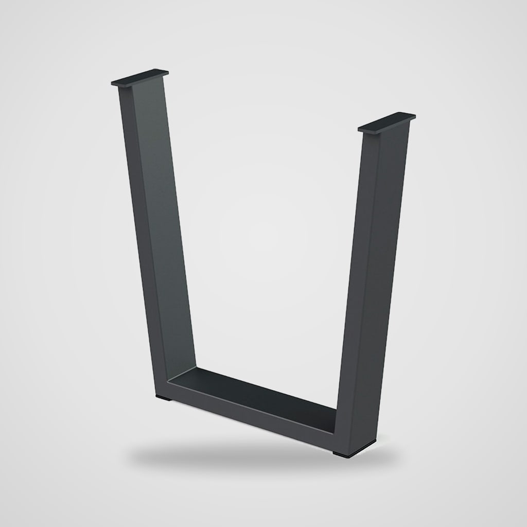 Pata de mesa en U trapezoidal de acero 71 cm, tubo 100 × 40 mm