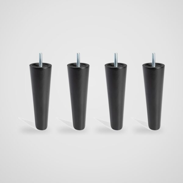 Patas cónicas de madera negras 15 cm con rosca M8 – 4 uds
