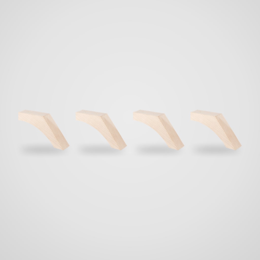 Patas de madera curvas para sofá 10,5 cm, acabado natural – 4 uds