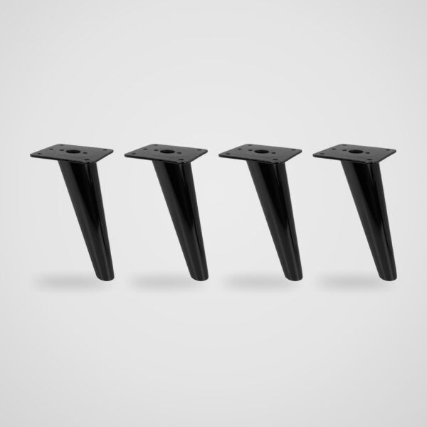 Patas metálicas cónicas inclinadas 18 cm con placa – 4 uds
