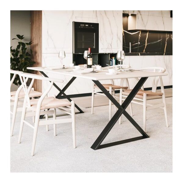 Patas en X de acero negro para mesa de comedor, 71 cm