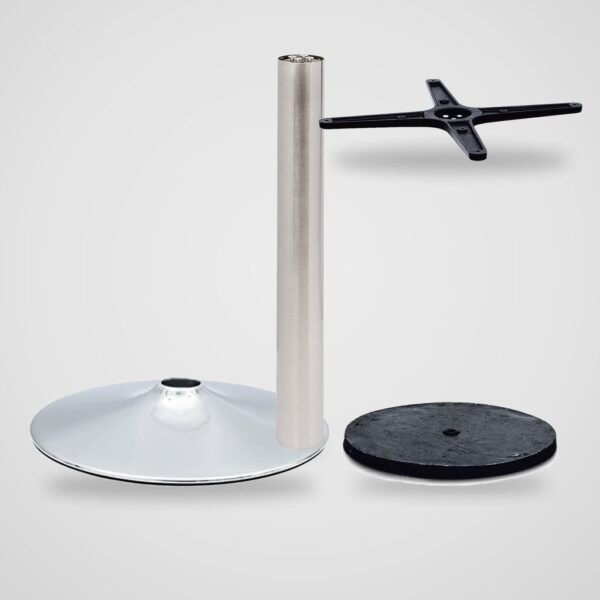 Pie de mesa central con base cónica cromada Ø 50 cm – kit completo
