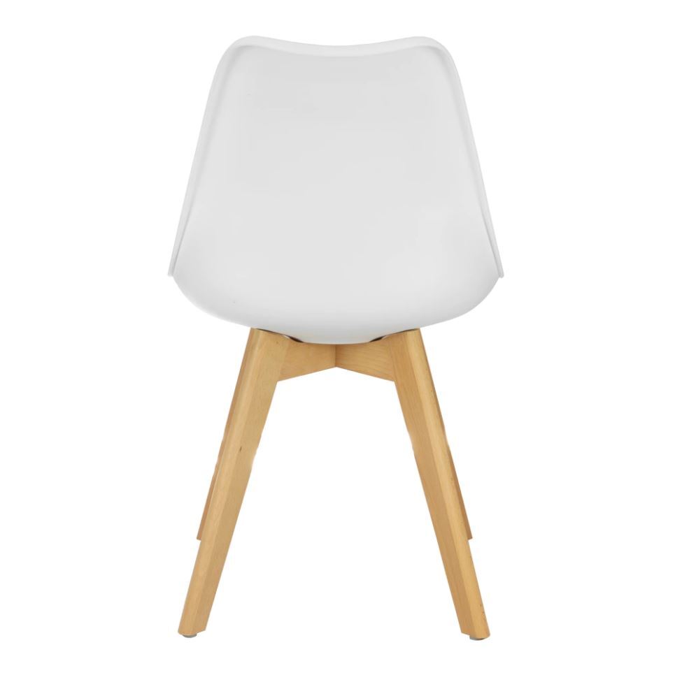 Silla blanca con patas de madera